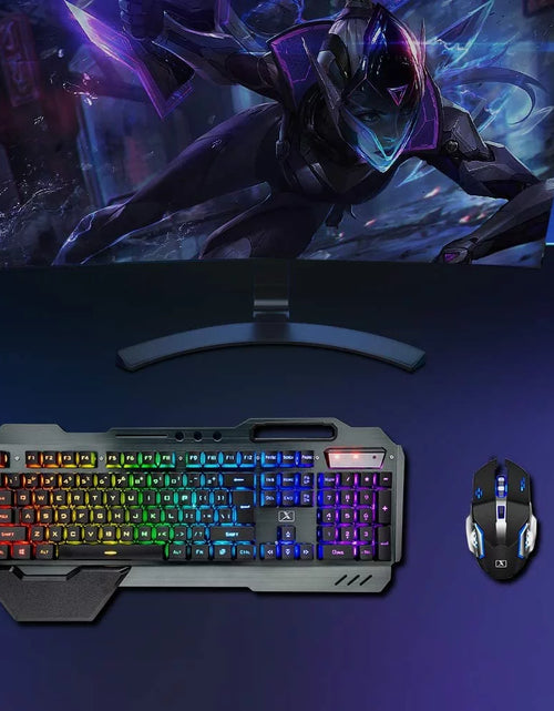 Load image into Gallery viewer, Wireless Gaming Keyboard and Mouse, RGB Backlit Rechargeable Mouse, Removable Hand Rest, Full Size
