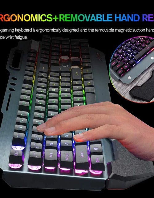Load image into Gallery viewer, Wireless Gaming Keyboard and Mouse, RGB Backlit Rechargeable Mouse, Removable Hand Rest, Full Size
