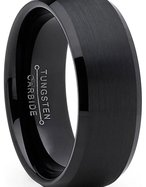Load image into Gallery viewer, Mens Solid Black Tungsten Wedding Band Ring Dome 8Mm Comfort-Fit
