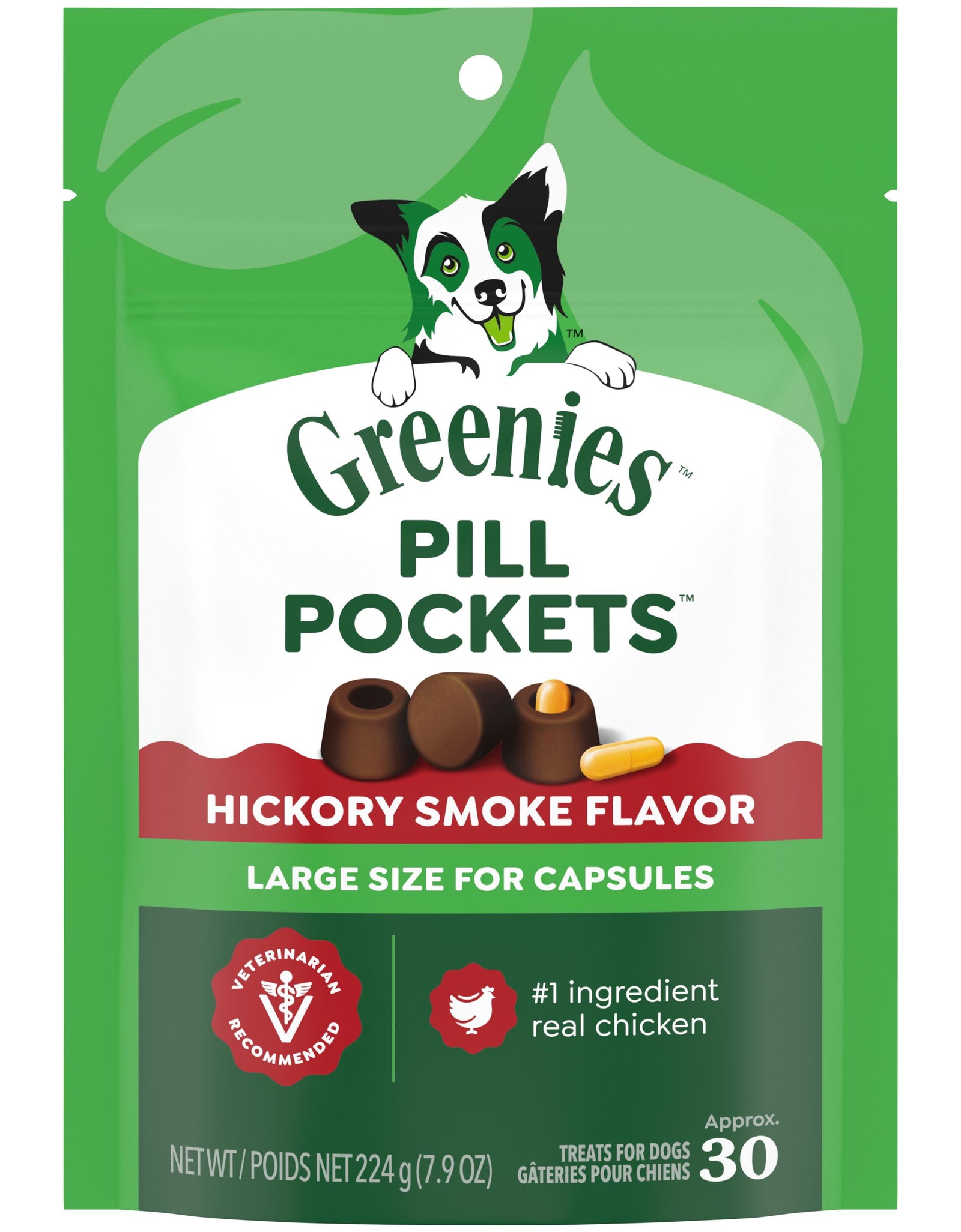 Pill Pockets for Dogs Hickory Smoke Large, Capsule Size Soft Dog Treats, 7.9 Oz (30 Pk)