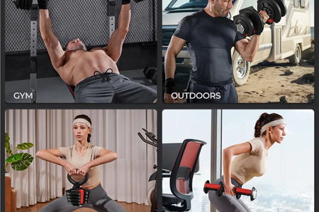 3-In-1 Quick-Adjustable Dumbbell Weight Set, Black, 46.41 Lb