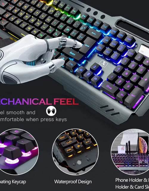 Load image into Gallery viewer, Wireless Gaming Keyboard and Mouse, RGB Backlit Rechargeable Mouse, Removable Hand Rest, Full Size
