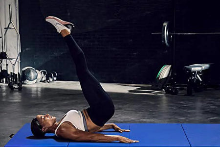 4'X8'X2" New Folding Panel Gymnastics Mat, Perfect for Indoor/Outdoor Exercise(Blue)