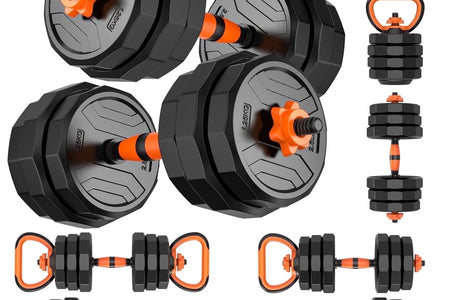 44Lb 4-In-1 Adjustable Dumbbells Set Free Weight Set with Connector Used as Barbell, Kettlebells, Push up Stand, Fitness Exercises for Home Gym Suitable Men/Women