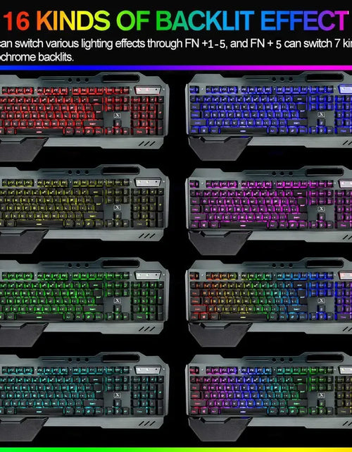 Load image into Gallery viewer, Wireless Gaming Keyboard and Mouse, RGB Backlit Rechargeable Mouse, Removable Hand Rest, Full Size
