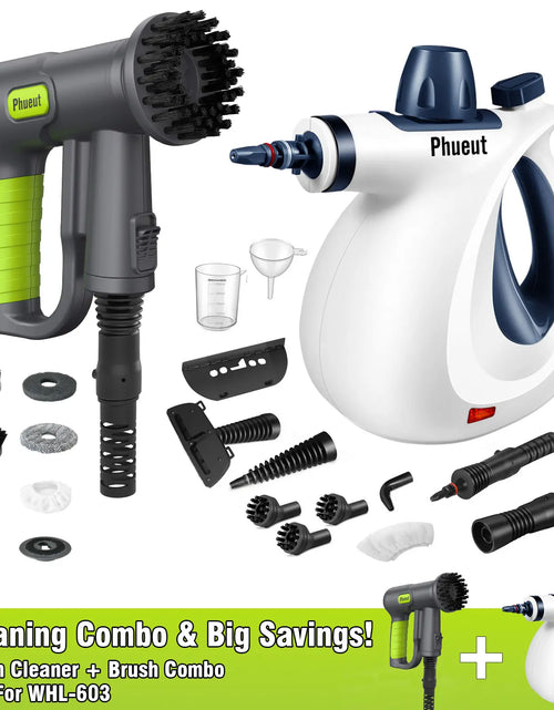 Load image into Gallery viewer, CleanPro Pressurized Handheld Steam Cleaner &amp; Rechargeable Spin Scrubber – Powerful, Portable Cleaning for Every Surface
