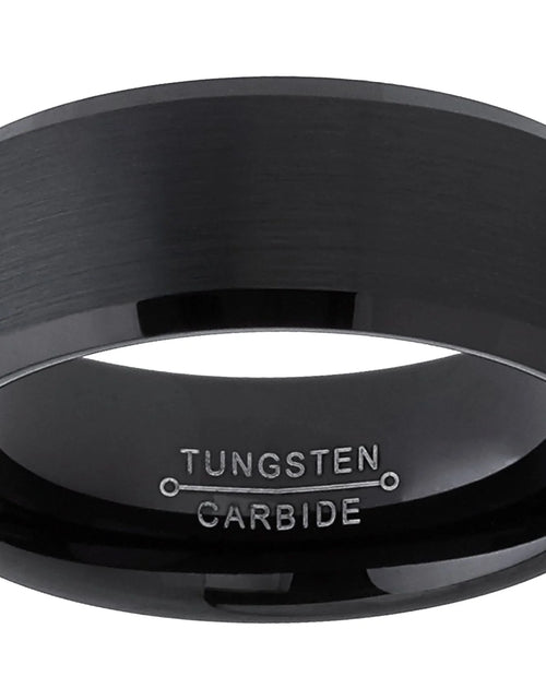 Load image into Gallery viewer, Mens Solid Black Tungsten Wedding Band Ring Dome 8Mm Comfort-Fit
