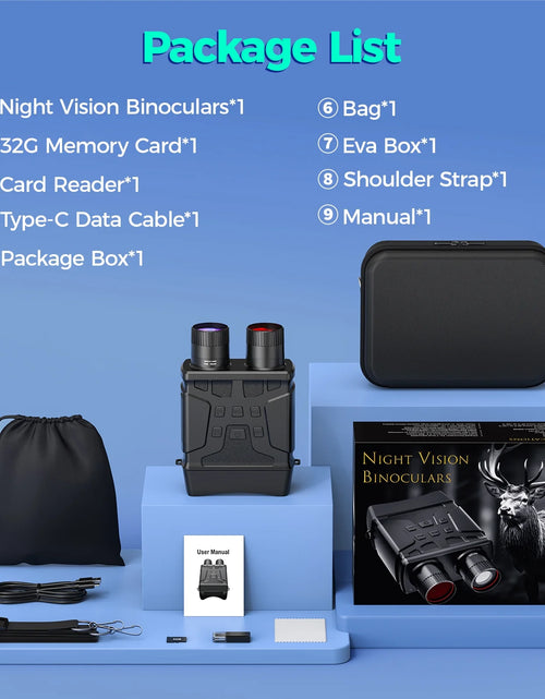 Load image into Gallery viewer, Night Vision Goggles, 7 Level Infrared Digital Night Vision Binoculars 32GB HD Photo and Video Capture, Type-C Rechargeable
