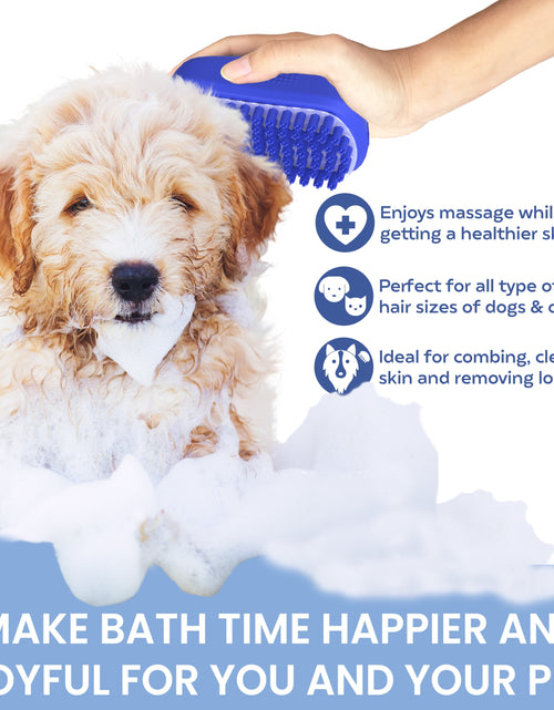 Load image into Gallery viewer, Dog Bath Scrubber Rubber Curry Comb &amp; Pet Grooming Brush with Non-Slip Grip, Blue
