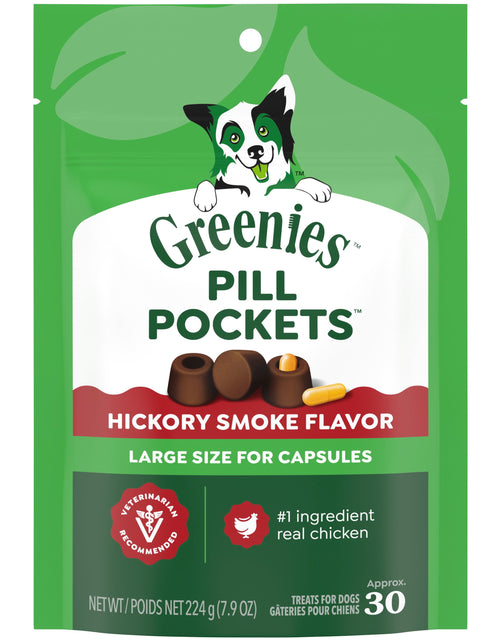 Load image into Gallery viewer, Pill Pockets for Dogs Hickory Smoke Large, Capsule Size Soft Dog Treats, 7.9 Oz (30 Pk)
