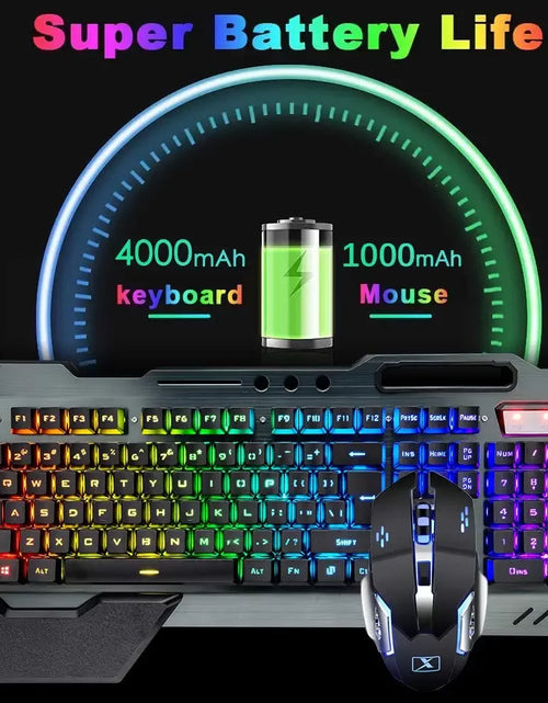 Load image into Gallery viewer, Wireless Gaming Keyboard and Mouse, RGB Backlit Rechargeable Mouse, Removable Hand Rest, Full Size
