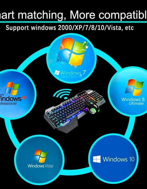 Load image into Gallery viewer, Wireless Gaming Keyboard and Mouse, RGB Backlit Rechargeable Mouse, Removable Hand Rest, Full Size
