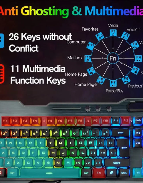 Load image into Gallery viewer, Wireless Gaming Keyboard and Mouse, RGB Backlit Rechargeable Mouse, Removable Hand Rest, Full Size
