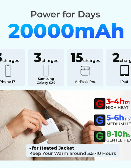 Load image into Gallery viewer, 20000 Mah Portable Charger Power Bank Dual USB Battery Pack for Iphone, Ipad, Galaxy, Android, Pixel and Tablet (Blue)
