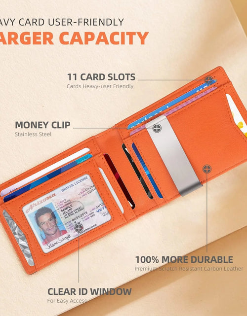 Load image into Gallery viewer, Wallet for Men Slim Genuine Leather Bifold Mens Wallet RFID Blocking Credit Card Holder with Money Clip Holiday Gifts
