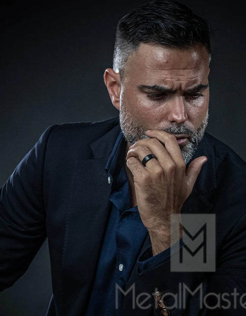 Load image into Gallery viewer, Mens Solid Black Tungsten Wedding Band Ring Dome 8Mm Comfort-Fit
