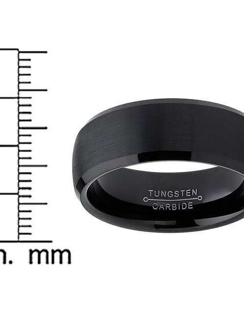Load image into Gallery viewer, Mens Solid Black Tungsten Wedding Band Ring Dome 8Mm Comfort-Fit
